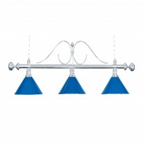Billardlampe mit 3 verchromten Schirmen - 3-schattige Billardlampe Blue Classic